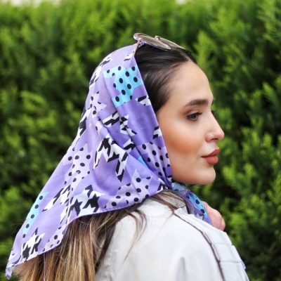 بیبی اسکارف رنگ یاسی طرح پیچازی 3000