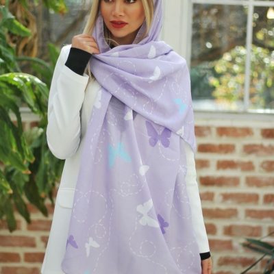 کالکشن رنگ یاسی طرح پروانه 2080