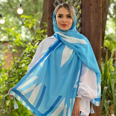 کالکشن شال آبی طرح خطی