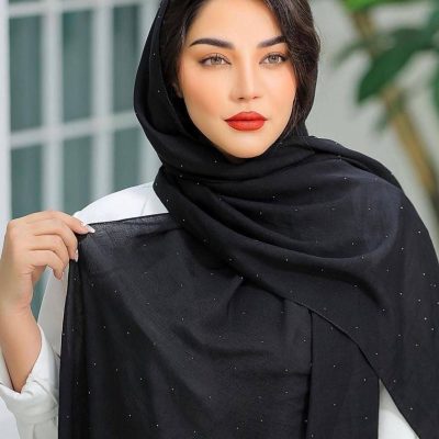 شال مشکی نگین دار